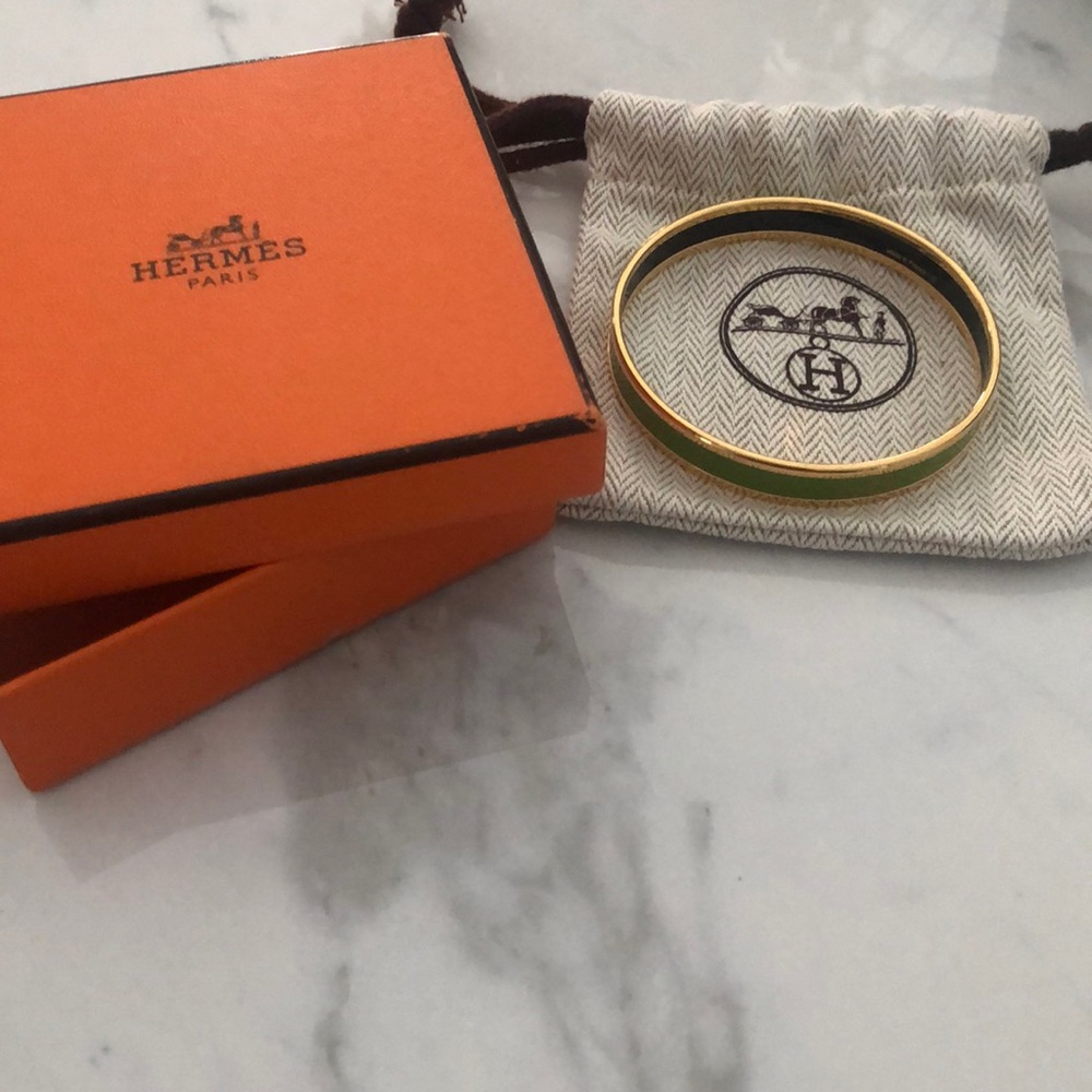 Hermes Gold Hardware Green Bangle